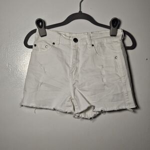 Elan White Distressed Women Shorts